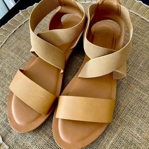 Stretch and Leather Sandals